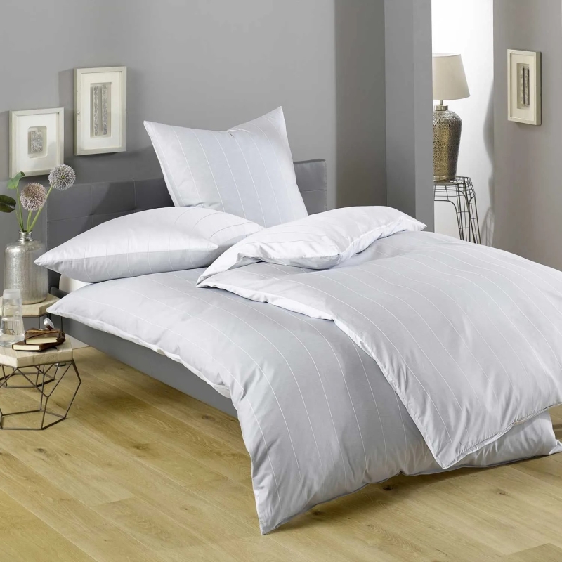 Lorena Mako Satin Wendebettwäsche Monaco Silber